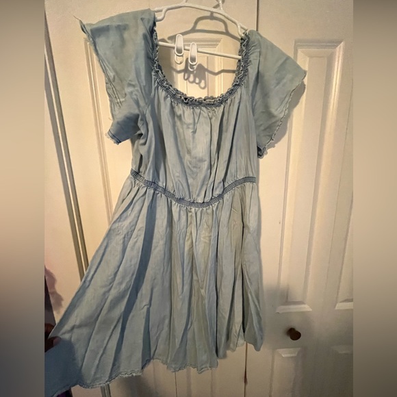 Lane Bryant Light Chambray Off Shoulder Dress 18/20 Raw Hems - Picture 3 of 5